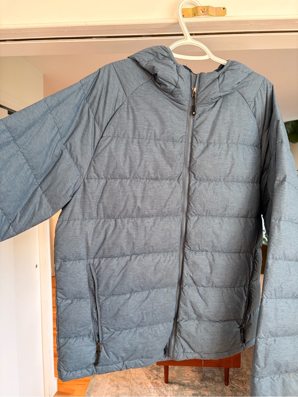 32 Degrees Men's Hooded Quilted Puffer Jacket in Slate Blue